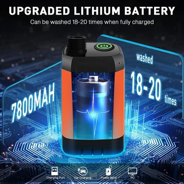 Портативний душ для кемпінгу Upgrade, акумуляторний зовнішній душ 7800mAh, помаранчевий