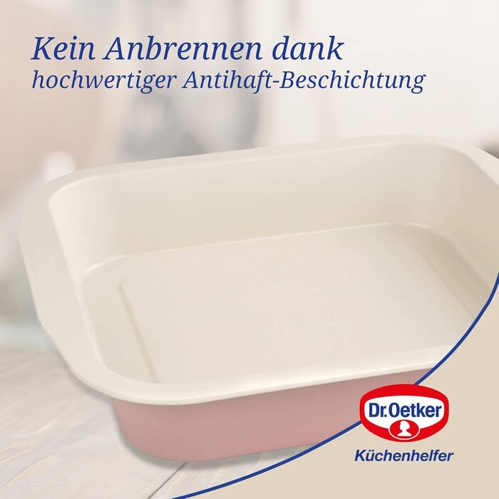 Форма для випічки Dr. Oetker Springform Ø 20 см з плоскою основою, кругла, Modern Baking - Retro Design, керамічно посилена преміум-антипригарне покриття (рожева/кремова), 1 шт. (форма для брауні 28 x 26 см)