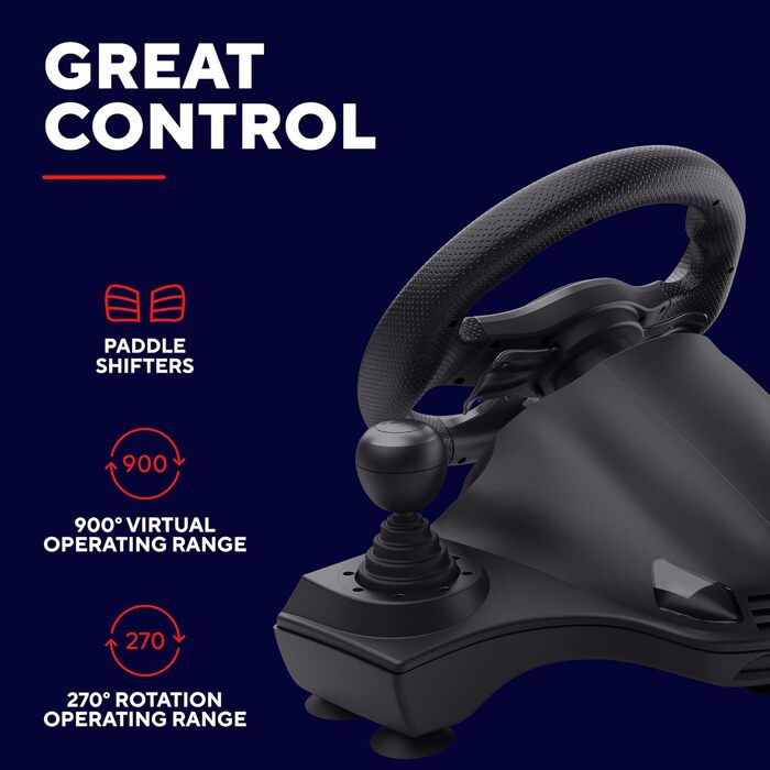 Руль для гонок Trust GXT 289 Movi з педалями та перемикачами швидкостей, сумісний з PC, Xbox Series X/S, PS4, Nintendo Switch