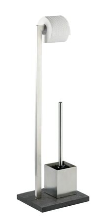 Набір для туалету WENKO Slate-Rock: тримач туалетного паперу та щітка для унітазу, нержавіюча сталь, антрацит, 73.5 x 19.5 x 23 см