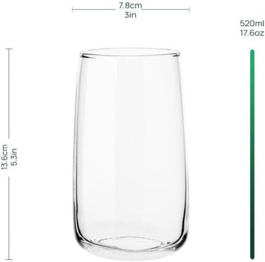 Water Glasses Set | Highball Glasses Set | 480 ml | Set of 6 | Large Drinking Glasses Drinking Glasses Set Highball Glasses Water Glass Juice Glass | Dishwasher Safe | Emma Collection