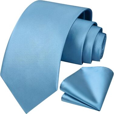 HISDERN Комплект краватки та нагрудного хустинки однотонні для вечірки, весілля, різних кольорів