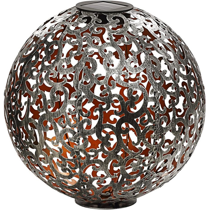 Dehner Solar Globe Luanda, Ø 30 cm, Metal, Silver/Copper