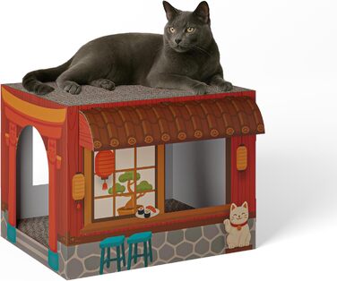 Будинок для котів Cat’s Palace з подвійними місцями для дряпання | 45x35x35 см | Зроблено в Німеччині