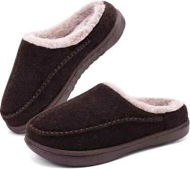 Чоловічі капці KuaiLu з піною з пам'яті, зручні, ручної роботи, з мікрозамшею, Slip-On, з підтримкою склепіння стопи, з теплим штучним хутром, гумова підошва, для дому та вулиці (41 EU, Колір: Коричневий)