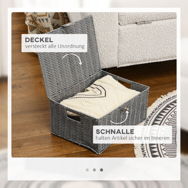 HOMCOM Storage Boxes 3-Piece Set with Lid & Buckles 18L 12L 7L for Living Room Gray