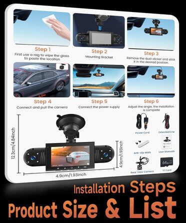 Відеореєстратор 4-камерний 360° для авто, 4 камери FHD 1080P (передня, задня, ліва, права), 3