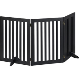 Relaxdays Folding Dog Gate - 3 Panel, Adjustable Height & Width, Black MDF - 92 x 206.5 cm
