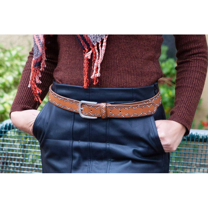 Жіночий ремінь StyleBreaker з пряжками, однотонний, з маленькими пряжками у вигляді зубчиків, регульований, синтетика, колір: іржавий