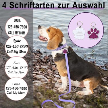 Персоналізоване собаче нашийник з металевою застібкою: напис та номер телефону, регульовані розміри для великих та середніх собак (Collar 07)