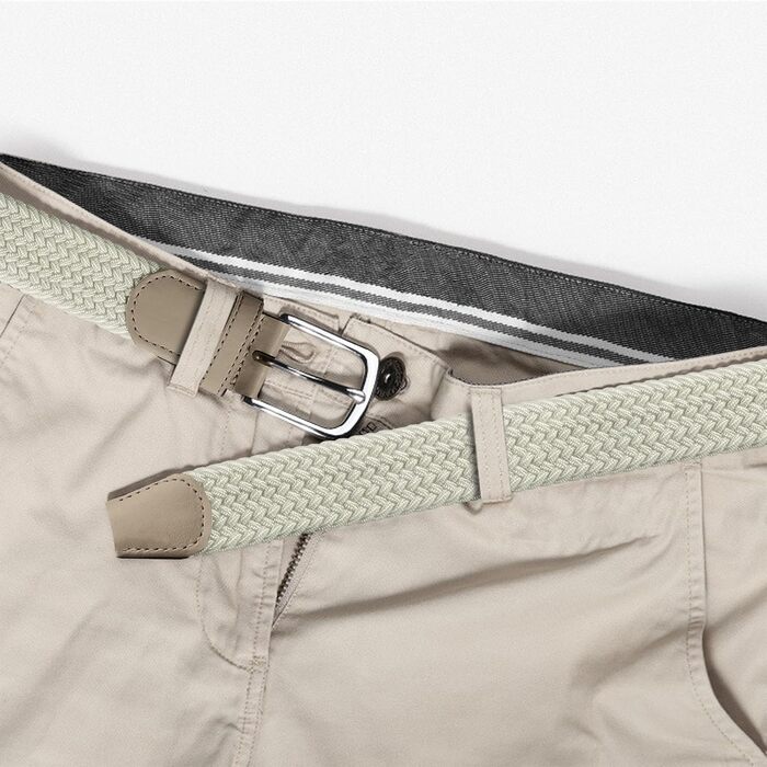 Набір з 2 еластичних плетених ременів для жінок та чоловіків – регульовані та розтяжні ремінні ремені, 3,3 см, довжина 100–120 см (Чорний + Бежевий, довжина 110 см)