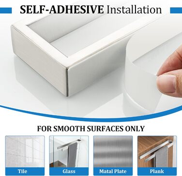 Тримач для рушників SAYAYO без свердління, нержавіюча сталь, 40 см, для ванної та кухні