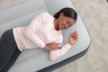 Надувний матрац Novaluxe з вбудованим електронасосом та подушкою, сірий 191x97x38 см