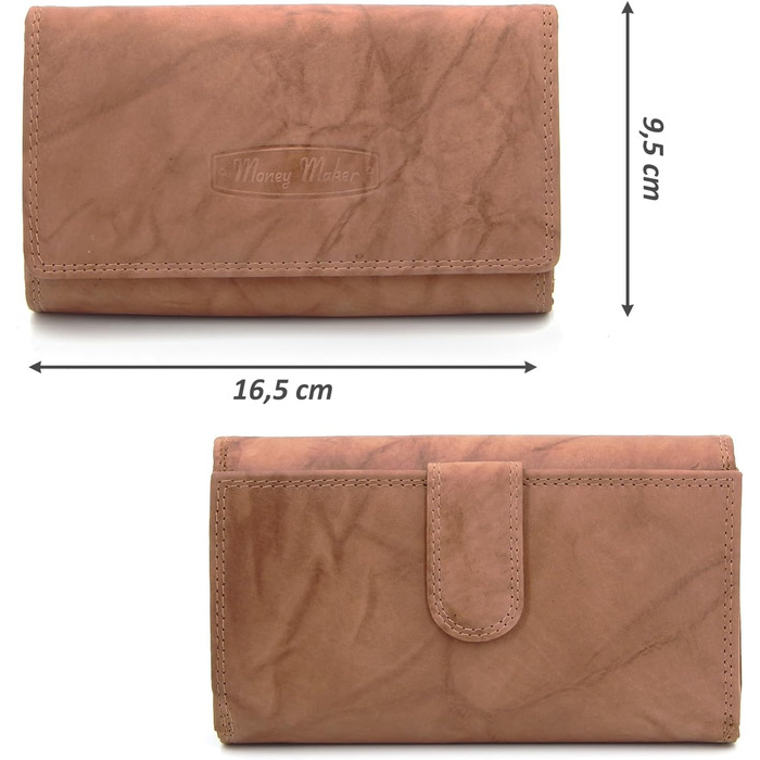 ekavale Women's XXL Leather Wallet with RFID Protection - Leather Wallet with Multiple Compartments for Women (Tan)