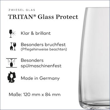 Zwiesel Glas Universalbecher Vivid Senses (4-piece set), versatile drinking glasses, dishwasher-safe Tritan crystal glasses, Made in Germany (Art.-Nr. 122425)