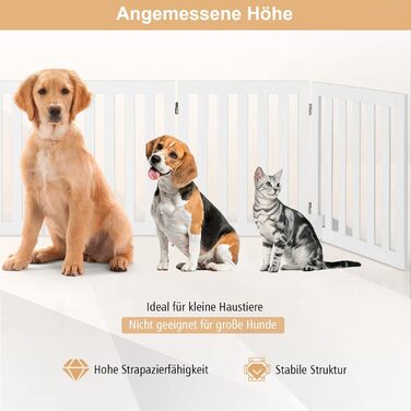 Захисний бар'єр для собак COSTWAY 60см, дерев'яний, дитячий, розкладний, для сходи, білий (5 панелей)