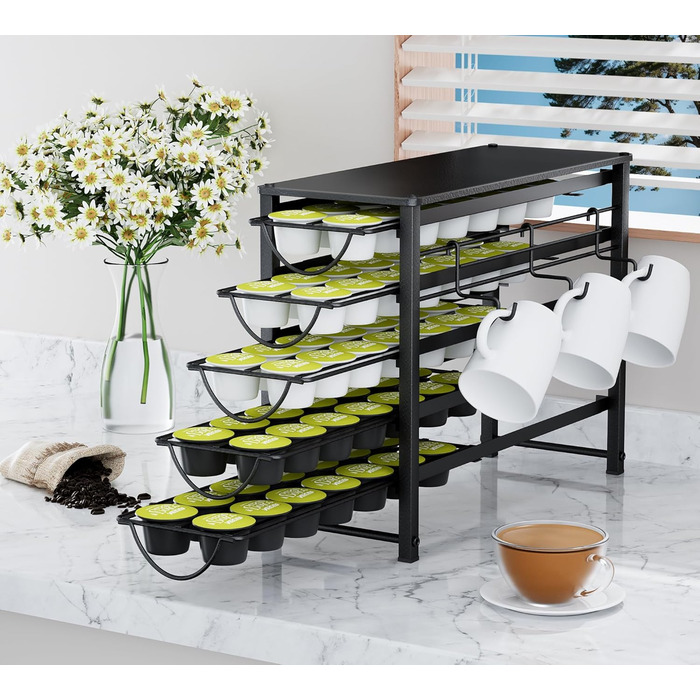 Тримач для капсул кави Dolce Gusto, органайзер на 70 капсул, 5-ярусний металевий ящик з тихими направляючими та антиковзними ніжками