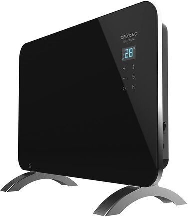 Конвектор Cecotec Ready Warm 6670 Crystal Connection з глянсовою панеллю, 1000W, WiFi, термостат, таймер, підставка, для ванної кімнати (IP24), безшумний, чорний