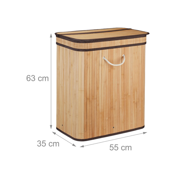 Relaxdays Bamboo Laundry Basket, Square