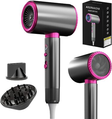 Іонний фен 2400W - швидкий, тихий, з холодним/гарячим режимом. 3 швидкості, 2 насадки (концентратор, дифузор). Ідеально для дому, салонів та подорожей