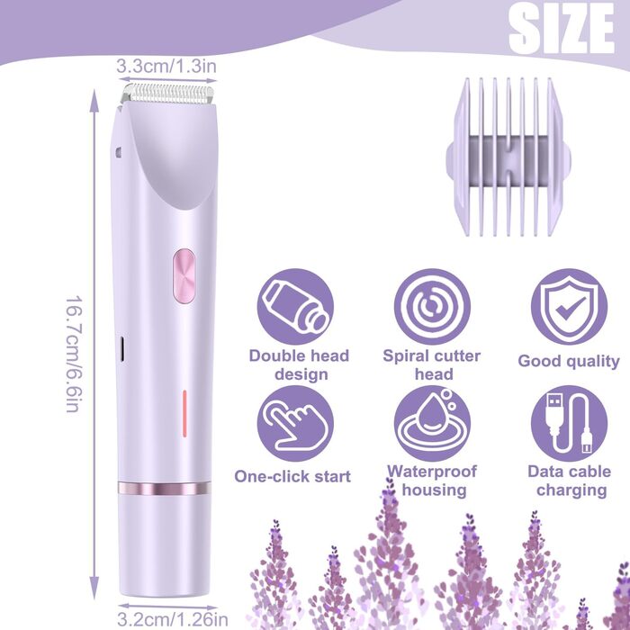 Електричний жіночий триммер для бікіні 2-в-1 Intimrasierer, фіолетовий