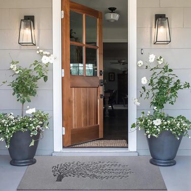 Килимок для підлоги AOAOPQ з зображенням Дерева Життя, антиковзаюча, для дому та вулиці (60x90 см, сірий)