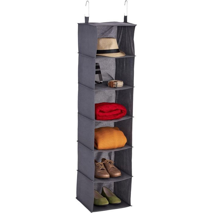 Настінна вішалка для одягу Relaxdays з 6 відділеннями, сіра, 139 x 30 x 30 см