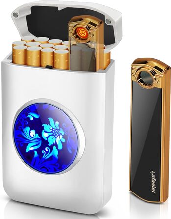 Вишукане екіпірування для курця: Zigarettenetui Lafagiet XL666 з запальничкою, 18 шт. King Size, LED-дисплей, подарунок на День батька