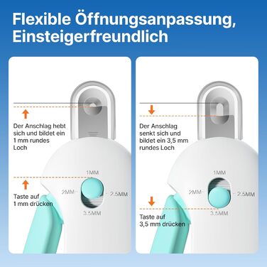 Ножиці для кігтів котів Potaroma з регульованим отвором 3 розмірів та інтегрованим напильником | Безпечний обрізач кігтів для кошенят та домашніх котів | Обрізач кігтів без розбризкування