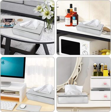 Discoball Tissue Box Holder Rectangular Tissue Box Cover Mirror Tissue Holder Stand Bathroom Tissue Organizer Stand for Home, Office, and Car (Silver)