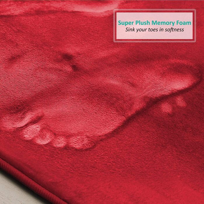 Килимок для ванної кімнати Clara Clark з велюрової піни Memory Foam, нековзний, бордовий, 17x24 / 20x32