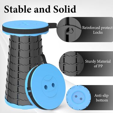Тeleskopний складаний стільчик для кемпінгу, риболовлі та відпочинку на природі (25x25x45 см)