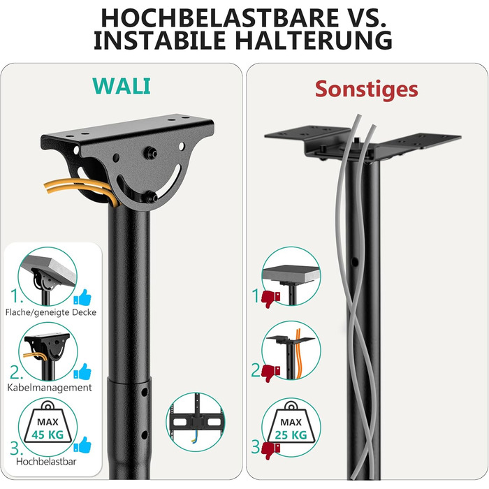 Кронштейн для телевізора WALI поворотний, настінний, 66-165 см (до 45 кг), VESA 400x400, чорний