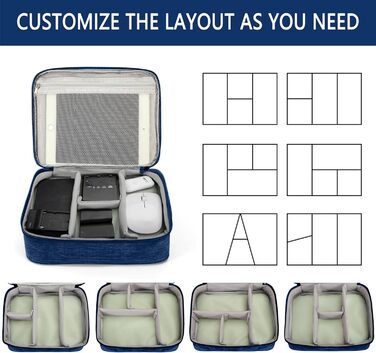 Водонепроникний органайзер для електроніки 2-х шаровий, 27x20x8 см (Темно-синій)