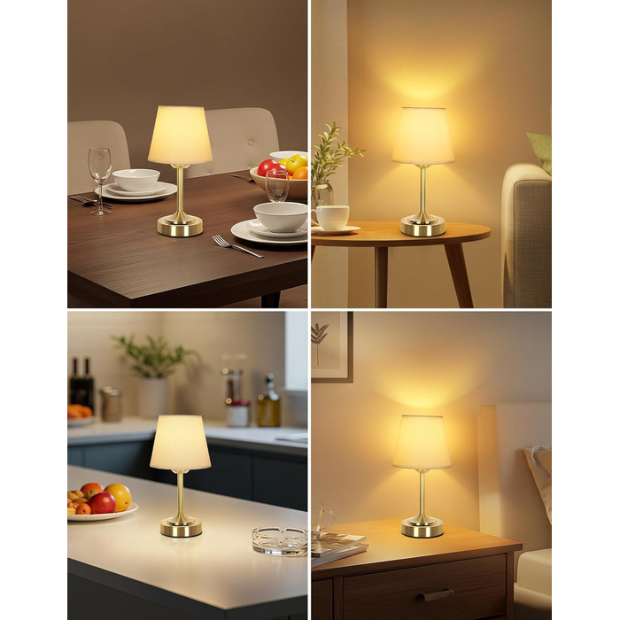 Акумуляторна LED настільна лампа OUTON з зарядкою та димером, 3 кольори світла, 4000mAh, до 60 год роботи, золота - 1 шт.