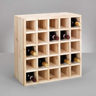 Zeller 13170 Wine Rack, Natural Wood, Cross Design, approx. 52 x 25 x 52 cm, Natural (25)
