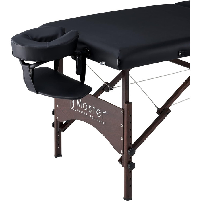 Масажний стіл Argo Master Massage 71 см, складний, портативний, чорний, з сумкою, дерев'яні ніжки з горіха