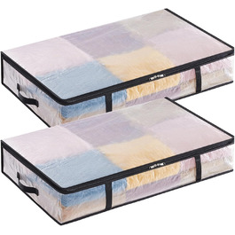 Органайзер для зберігання під ліжком LifeWit, 60л, 2 шт. Прозора пластикова коробка для постільної білизни, одягу, ковдр з міцною ручкою