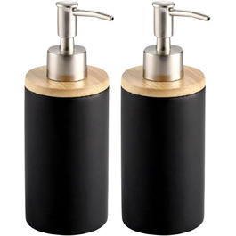 Дозатор для мила з кераміки, 500 мл, з металевим насосом, 2 шт. (білий/чорний)