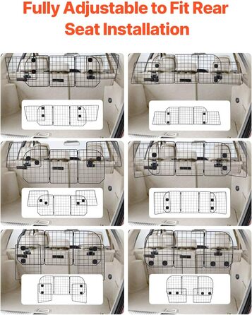 Автобар'єр для собак VEVOR: регульована перегородка, сітка для автомобіля (968 x 405 мм), захист заднього сидіння, універсальний бар'єр для SUV, позашляховиків, вантажівок (складний, 98-162 см * 40 см)