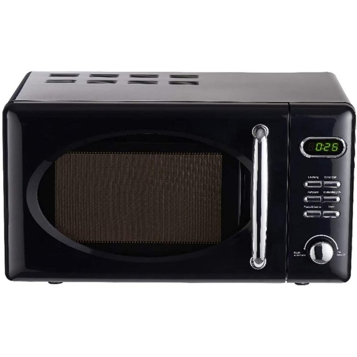 Мікрохвильова піч Wolkenstein Retro WMW720 I 700W, 20L, 5 рівнів потужності, 8 програм, розморожування, LED-дисплей, чорний