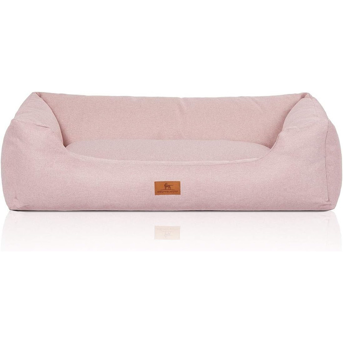 Ліжко для собак Knuffelwuff Emma з велюру, XL, 105 x 75 см. Знімний чохол, легко мити. Підходить для великих, середніх та маленьких собак (Рожевий)