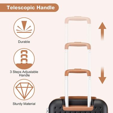 Валіза KONO з ABS пластику, ручна, з TSA замком, 75x48x29 см, набір 4 шт. (білий/чорний)