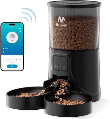 Автоматичний годівниця для котів та собак IMIPAW WiFi: керування через додаток, 4L, програмування, сухий корм, для 2 тварин