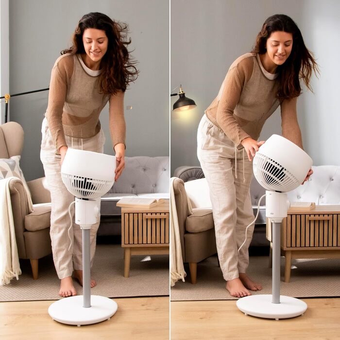 Вентилятор підлоговий Cecotec EnergySilence 1000 Cyclone Smart, 60 Вт, діаметр 9 дюймів, 3 швидкості, 3 режими, таймер 7 годин, сенсорне керування, автоматичне гойдання