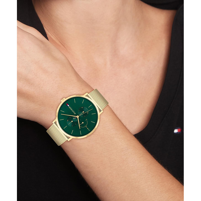 Годинник Tommy Hilfiger для жінок: кварцовий, з трьома додатковими циферблатами, водостійкий (3ATM), з ремінком з шкіри або нержавіючої сталі (з плетеним або з ланцюжком), зелений