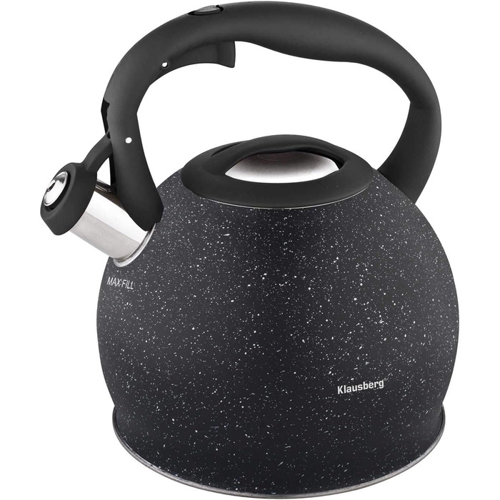 Чайник електричний Klausberg KB-7320, 2 літри, нержавіюча сталь, чорний