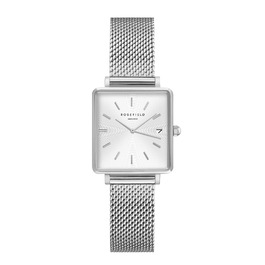 Жіночий годинник Rosefield Boxy XS з білим циферблатом та золотим браслетом, 22x24 мм