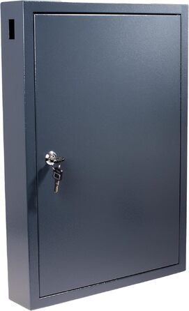 Шафа для ключів Pavo Deluxe на 100 гачків з прорізом для скидання, темно-сіра (8x38x55 см) + 100 брелоків