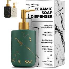 Дозатор для мила JJ PRIME, 400 мл, чорний, кераміка, з помпою, для кухні та ванної кімнати